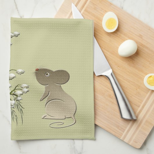 ユリの谷およびマウスのアメリカ人のMoJoの台所 キッチンタオル (四つ折り)