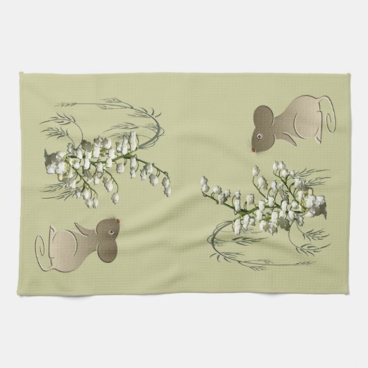 ユリの谷およびマウスのアメリカ人のMoJoの台所 キッチンタオル (横)