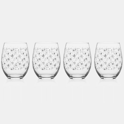 ユリの黒い花 ステムなしワイングラス (正面)