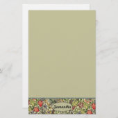 ユリのMorrisのヴィンテージの花のパーソナライズなモノグラム 便箋 (正面/裏面)