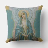 ユリを持つ賛美された新しい母メリー クッション (裏面)