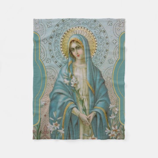 ユリを持つ賛美された新しい母メリー フリースブランケット (正面)