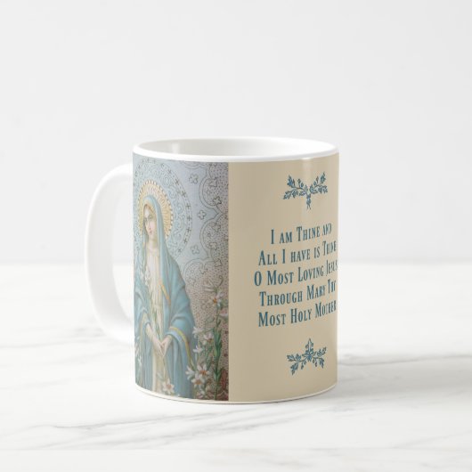 ユリを持つ賛美された聖母マリア コーヒーマグカップ (正面左)