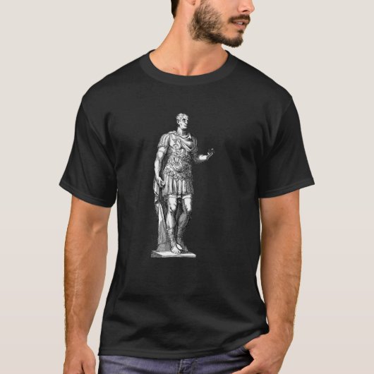 ユリウス・カエサル皇帝の像 ラインアート ローマ人 Tシャツ (正面)