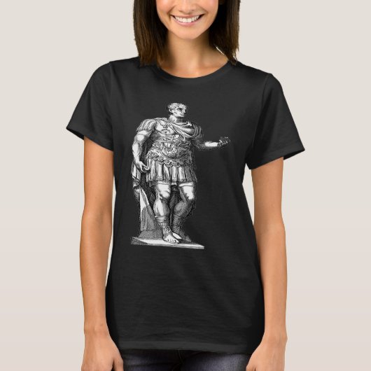 ユリウス・カエサル皇帝像線画ローマ人 Tシャツ (正面)
