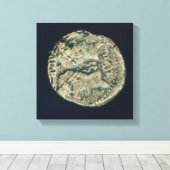 ユリウス・シーザーとオーガスタスの頭飾りのコイン キャンバスプリント (インサイチュ (ウッドフロア))