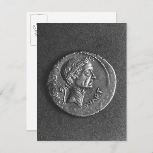 ユリウス・シーザーのポートレートを持つコイン ポストカード (正面/裏面)
