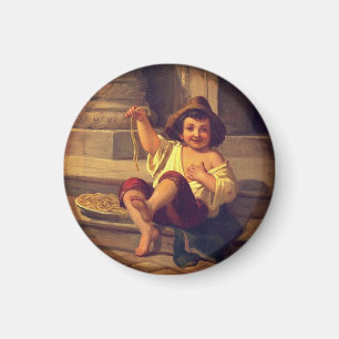 ユリウス・モーザー作「スパゲッティの少年」（1808年頃） マグネット