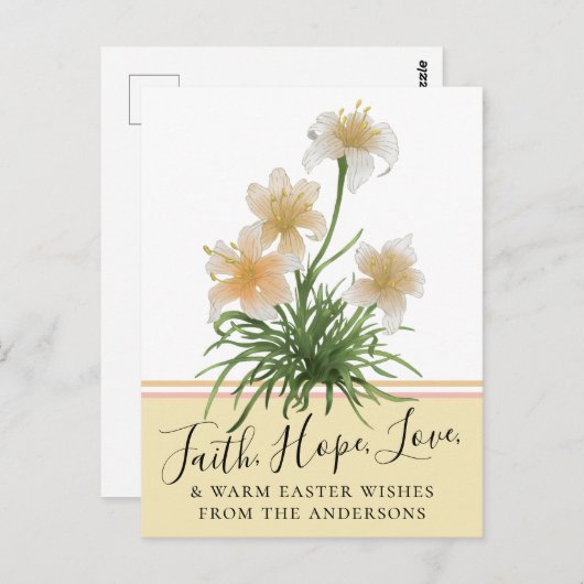 ユリエレガントの花の信仰はイースターの挨拶を願う ポストカード (正面/裏面)
