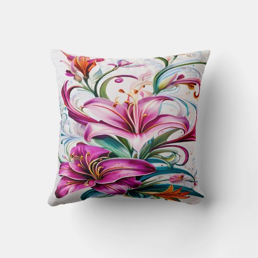 ユリカラフルの花の鮮やかフローラデザイン クッション (裏面)