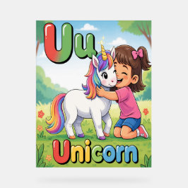 ユリシウムレターUアルファベットポスター - ユニコーンのU - かわいい アクリルサイン