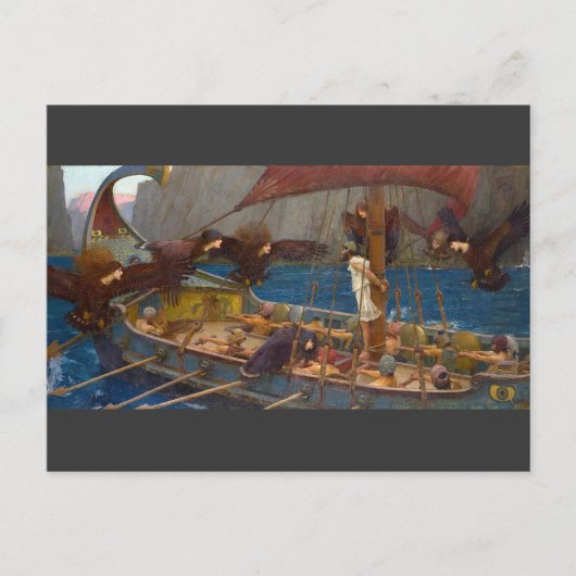 ユリシーズとサイレンby J.W.ウォーターハウス ポストカード (正面)