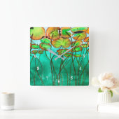 ユリパードの穏やかな緑の池 スクエア壁時計 (ホーム)