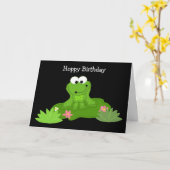 ユリユーモアのあるーの上のカエル カード (黄色い花)