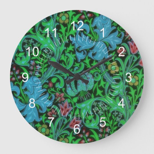 ユリヴィンテージ花の模様 ラージ壁時計 (正面)