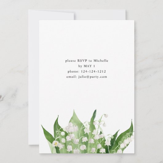 ユリーオブザバレーホワイトフローラ卒業パーティー 招待状 (裏面)