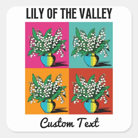 ユリーオブザバレーメイ誕生月花アーポップ・アートのト スクエアシール (正面)