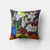 ユリ及びナシ16" X 16"綿の枕 クッション (裏面)