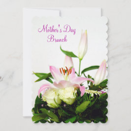 ユリ及びバラの花束の母の日のブランチ 招待状