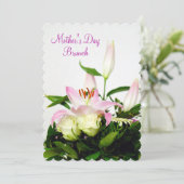ユリ及びバラの花束の母の日のブランチ 招待状 (スタンド正面)
