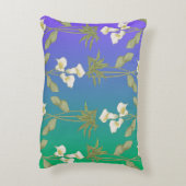 ユリ花の白い花柄 アクセントクッション (裏面(縦))