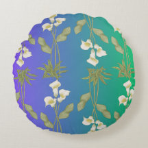 ユリ花の白い花柄