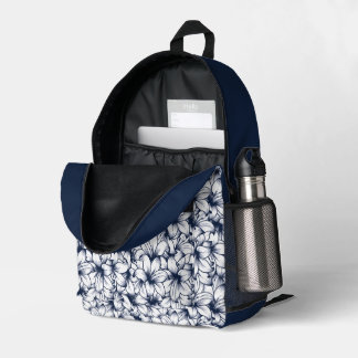 ユリ花インクスケッチパターン プリントバックパック