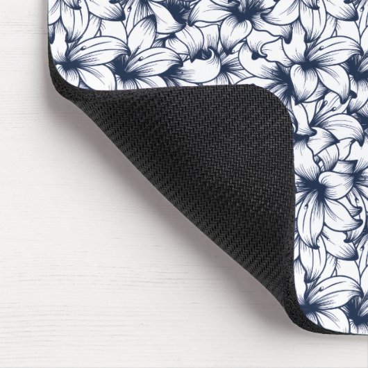 ユリ花インクスケッチパターン マウスパッド (コーナー)