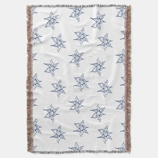 ユリ花スケッチ模様 スローブランケット (正面縦)