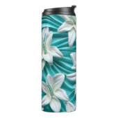 ユリ花3Dシームレスパターンサーマルタンブラー タンブラー (回転左)