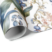 ユリ・オブ・ザ・バレーとサンザシの花の柄 ラッピングペーパー (ロールコーナー)
