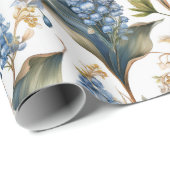 ユリ・オブ・ザ・バレーとサンザシの花の柄 ラッピングペーパー (ロールコーナー)