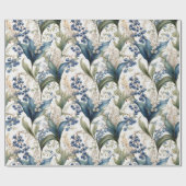 ユリ・オブ・ザ・バレーとサンザシの花の柄 ラッピングペーパー (フラット)