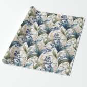ユリ・オブ・ザ・バレーとサンザシの花の柄 ラッピングペーパー (アンロールド)