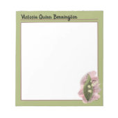 ユリ・オブ・ザ・バレー・ハピネスパーソナライズされた・グリーン ノートパッド (正面)