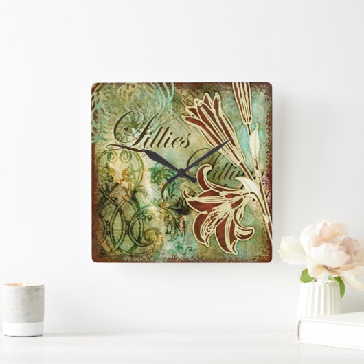 ユリ スクエア壁時計 (ホーム)