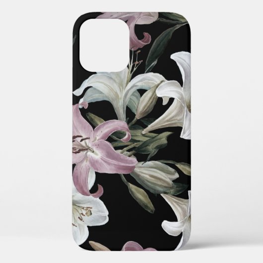 ユリ、ピンクの白、花のパターン。 Case-Mate iPhoneケース (裏面)