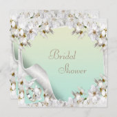 ユリ、鳩及び結婚指輪の真新しいブライダルシャワー 招待状 (正面/裏面)