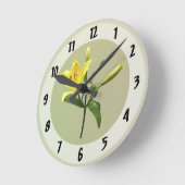 ユリ（黄） ラウンド壁時計 (傾斜)