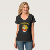 ユルタ カザフスタン共和国 カザフスタン カザフ旗 Tシャツ (正面フル)