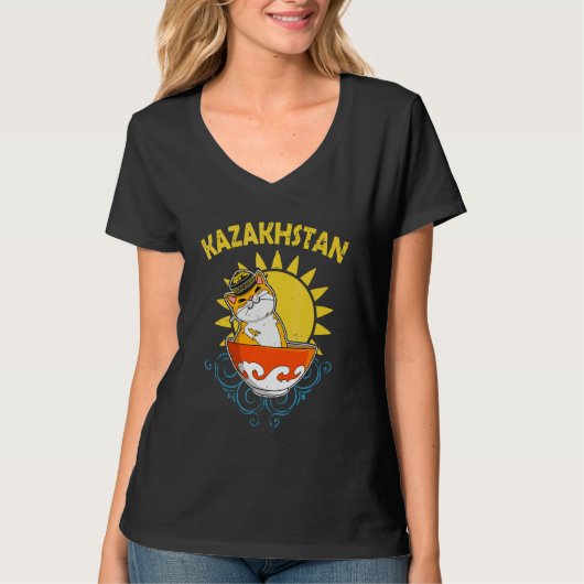 ユルタ カザフスタン共和国 カザフスタン カザフ旗 Tシャツ (正面)