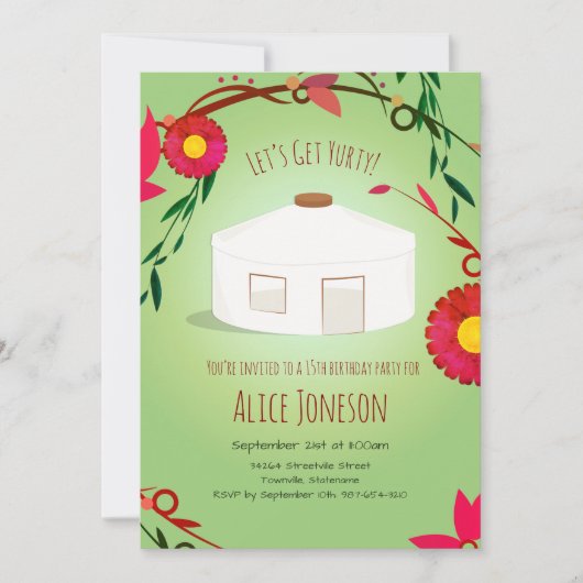 ユルティな誕生日を過ごしてね 招待状 (正面)