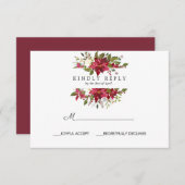 ユレイチド |ポインセチア結婚クリスマスの反応 出欠カード (正面/裏面)