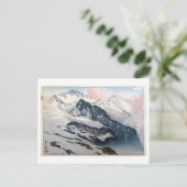 ユングフラウ、Jungfrau、ひろし吉田の木版画 ポストカード (スタンド正面)