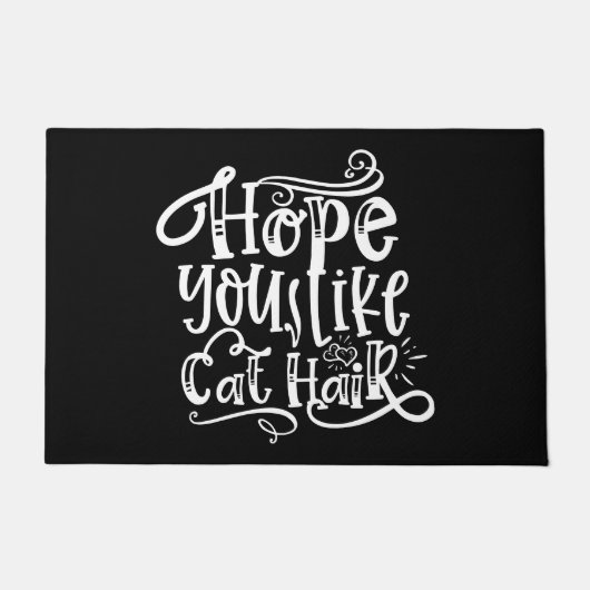 ユーおもしろいモア-猫の毛が好きになれるよう願う ドアマット (正面)