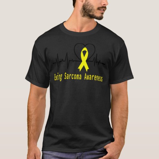 ユーイング肉腫認識度ハートビートイエローサポート Tシャツ (正面)