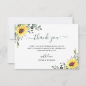 ユーエレガントカリのひまわり花の葉の卒業  サンキューカード (裏面)