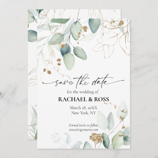 ユーエレガントカリ植物の結婚式が日付を救う セーブザデート (正面/裏面)