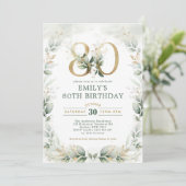 ユーエレガントカリ・グリーナリー金ゴールド80th誕生日 招待状 (スタンド正面)