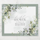 ユーカエレガントリグリーン植物ブライダルシャワー スパークリングワインラベル (シングルラベル)